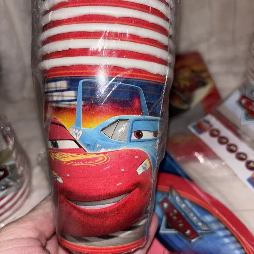 Vintage Disney Pixar Cars Birthday Party Supplies Set Cups Napkins Banner